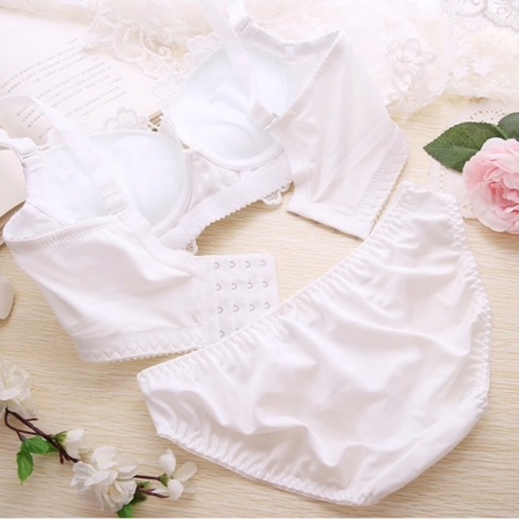 WHITE Embroidered Lace Bra & Panty set 34B. Push up Bra NWT - Picture 2 of 7